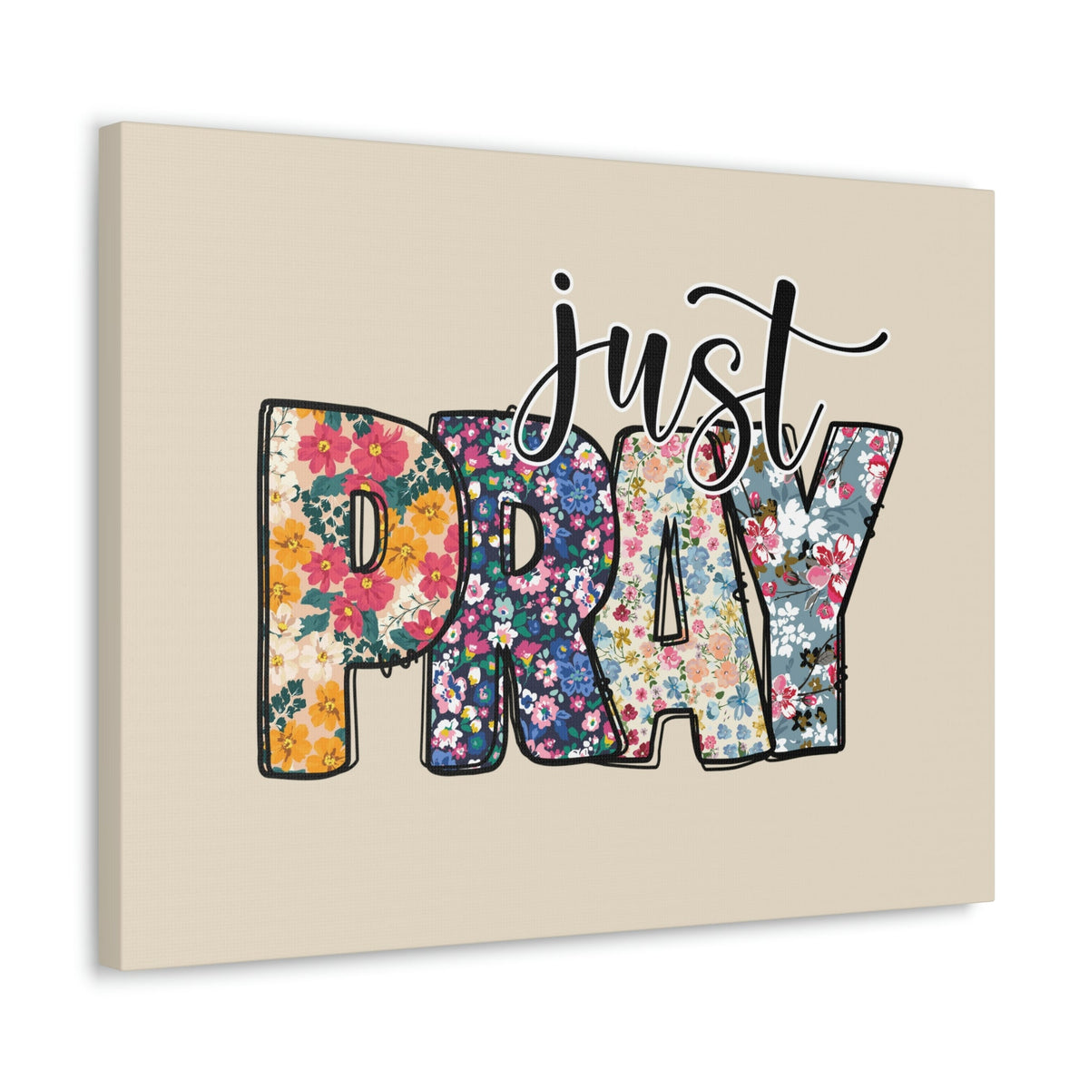 Scripture Walls Just Pray Floral Pastel Romans 12:12 Bible Verse Canvas Christian Wall Art Ready to Hang Unframed-Express Your Love Gifts