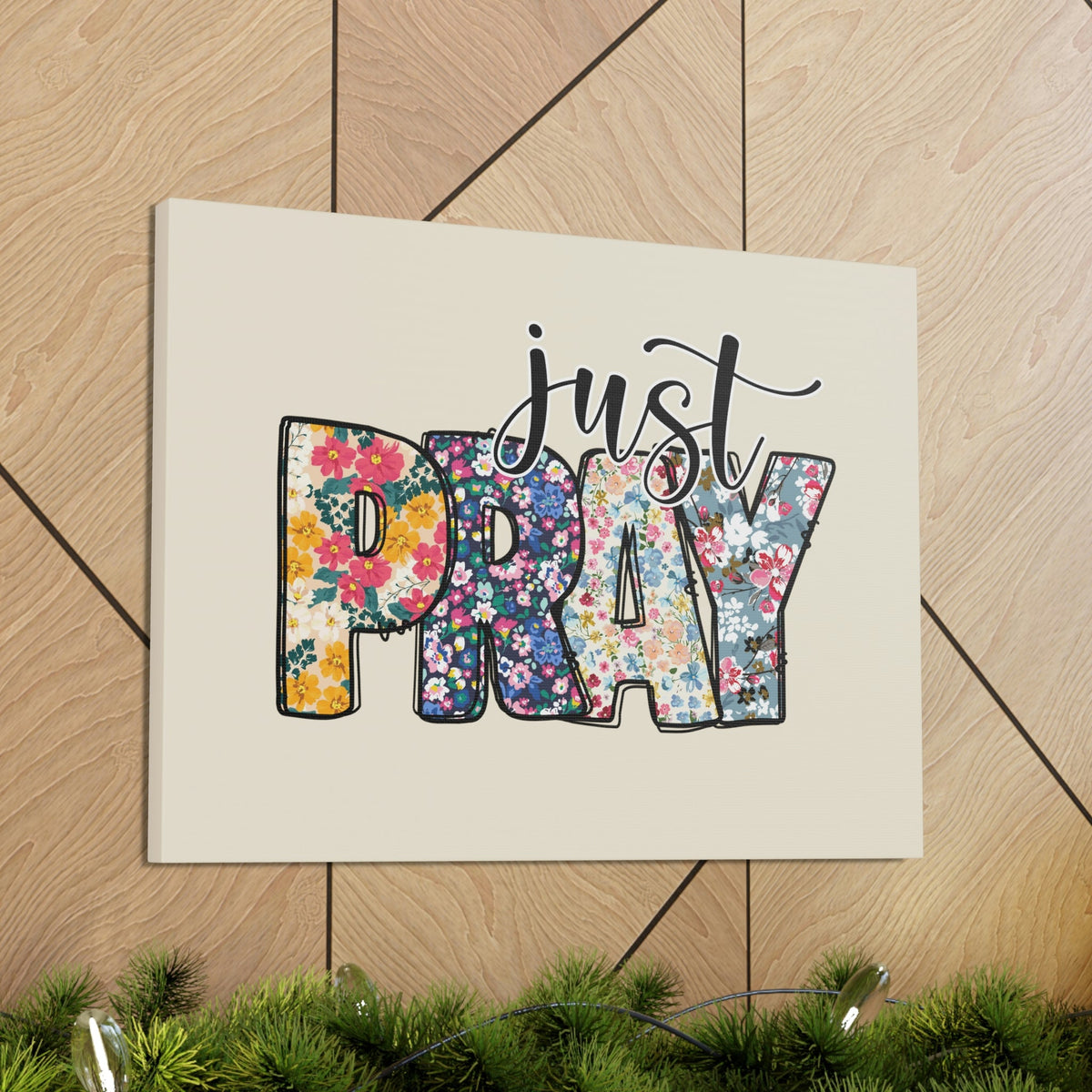 Scripture Walls Just Pray Floral Pastel Romans 12:12 Bible Verse Canvas Christian Wall Art Ready to Hang Unframed-Express Your Love Gifts