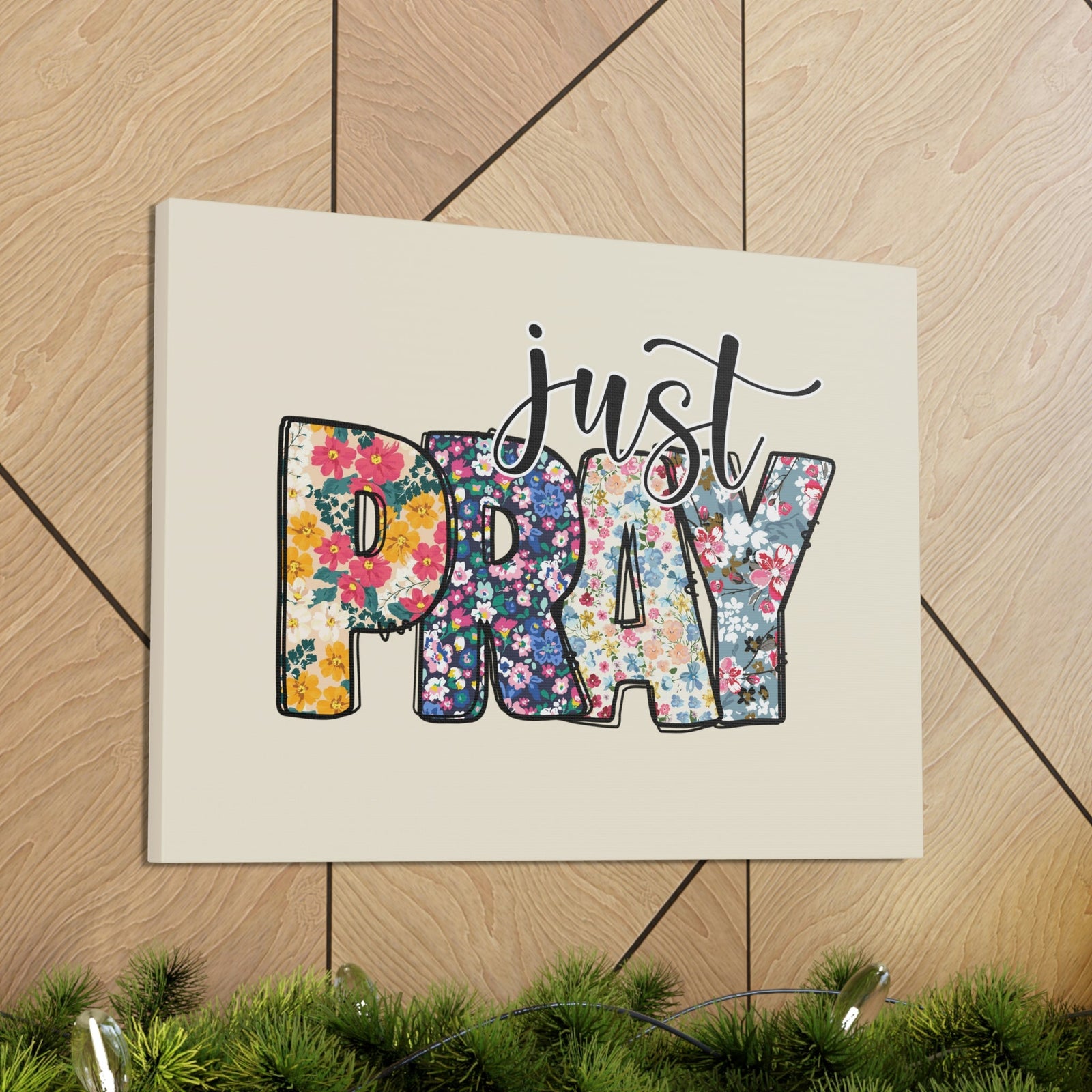 Scripture Walls Just Pray Floral Pastel Romans 12:12 Bible Verse Canvas Christian Wall Art Ready to Hang Unframed-Express Your Love Gifts