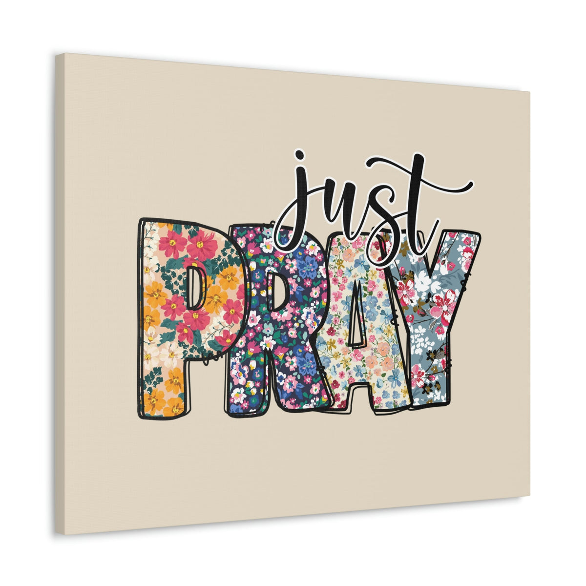 Scripture Walls Just Pray Floral Pastel Romans 12:12 Bible Verse Canvas Christian Wall Art Ready to Hang Unframed-Express Your Love Gifts