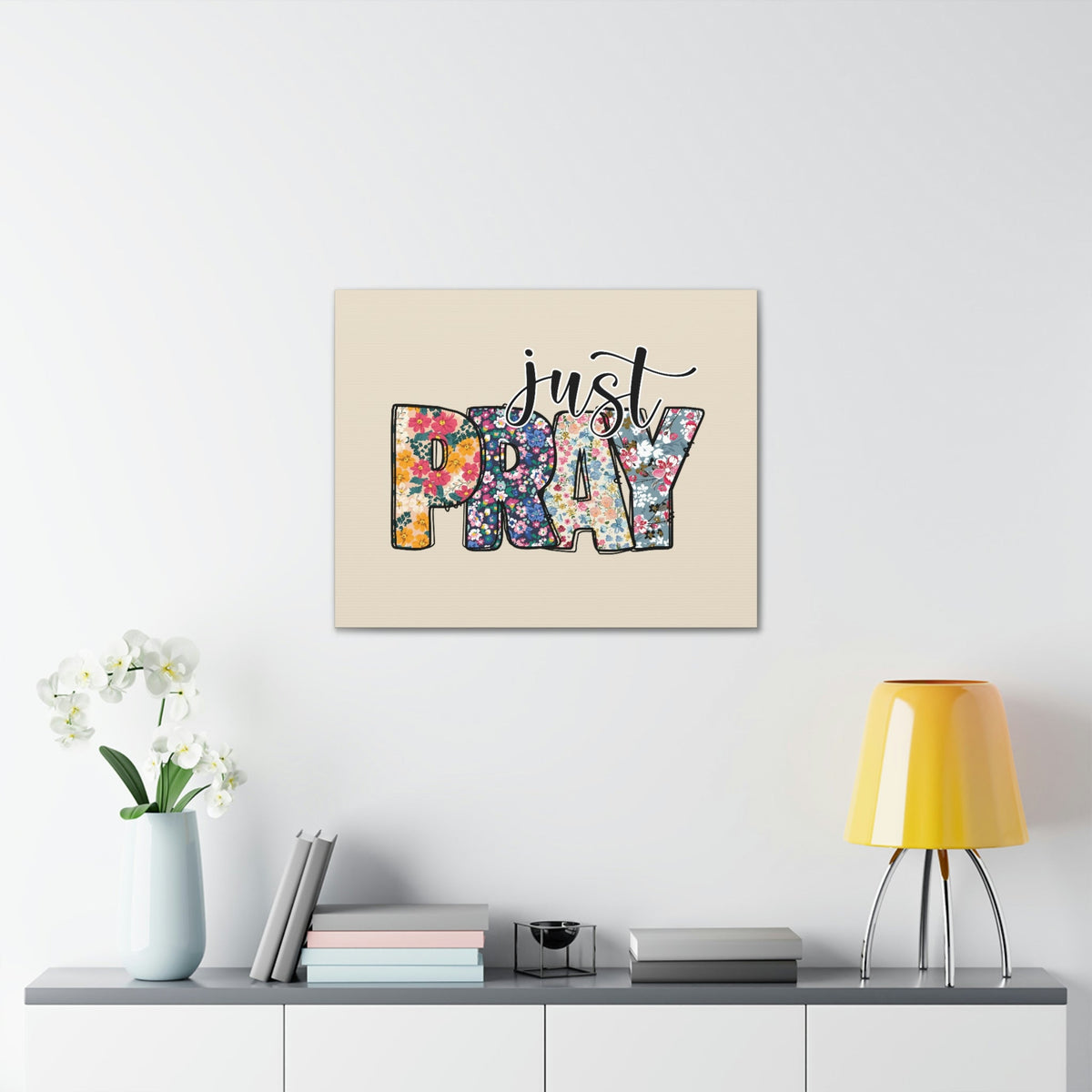 Scripture Walls Just Pray Floral Pastel Romans 12:12 Bible Verse Canvas Christian Wall Art Ready to Hang Unframed-Express Your Love Gifts
