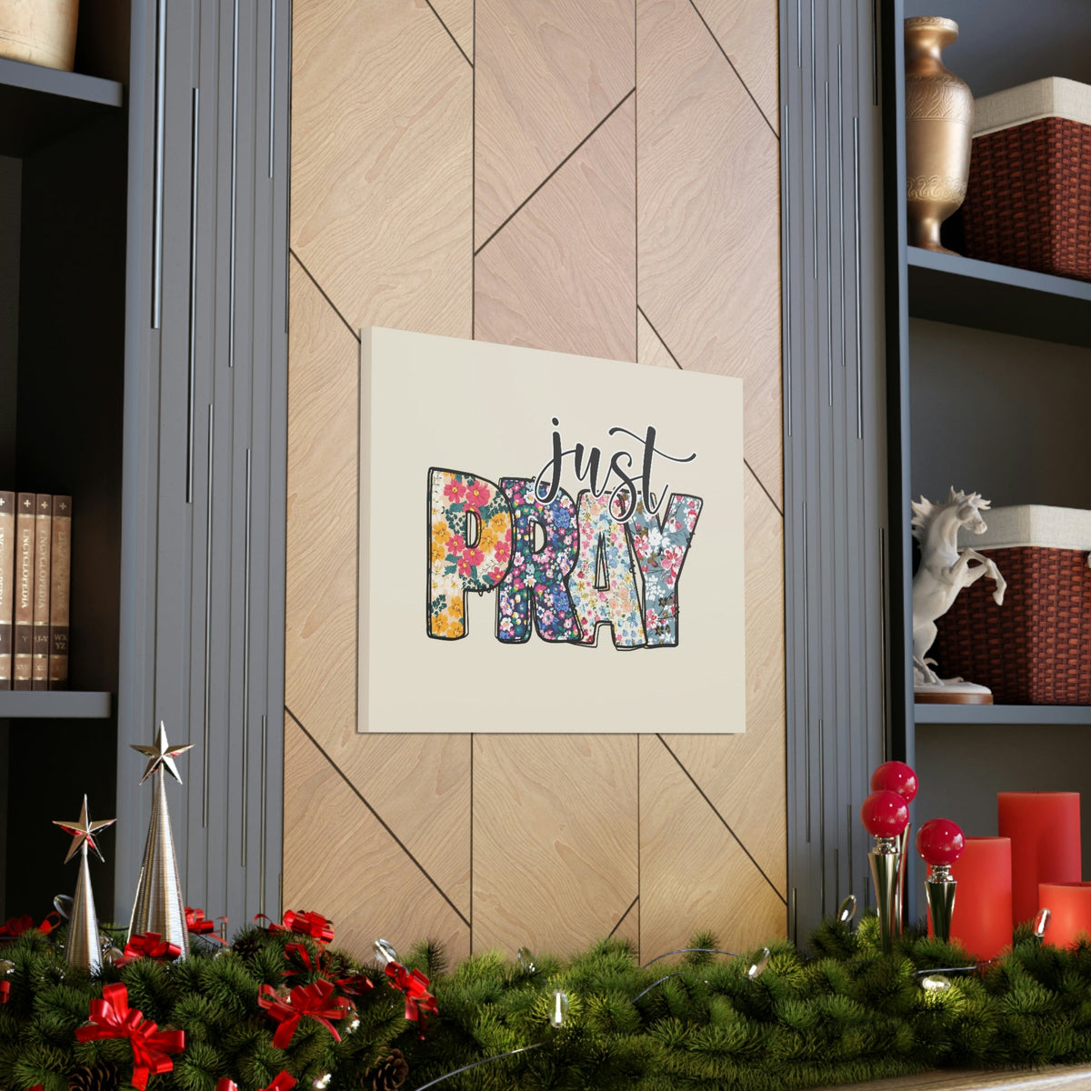 Scripture Walls Just Pray Floral Pastel Romans 12:12 Bible Verse Canvas Christian Wall Art Ready to Hang Unframed-Express Your Love Gifts