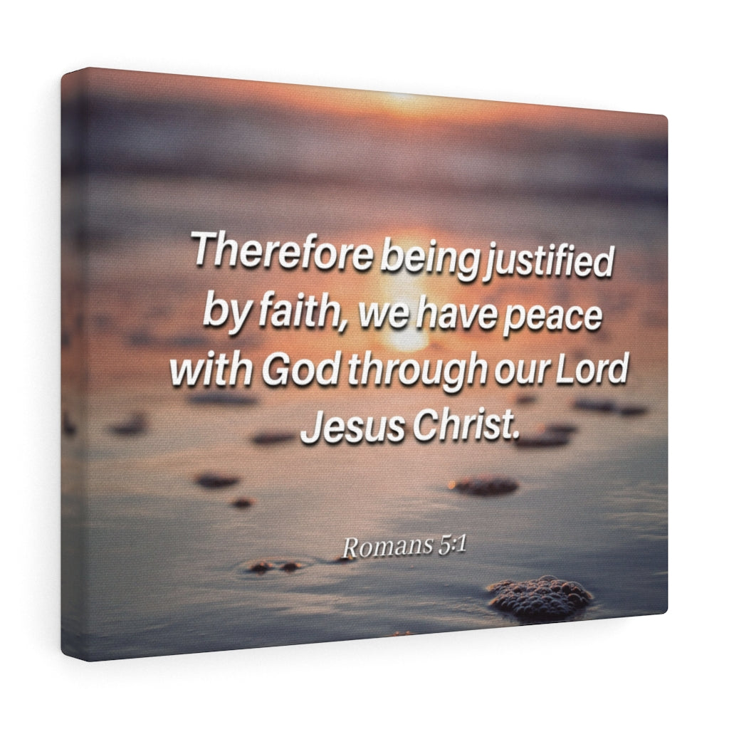 Scripture Walls Justified By Faith Romans 5:1 Bible Verse Canvas Christian Wall Art Ready to Hang Unframed-Express Your Love Gifts