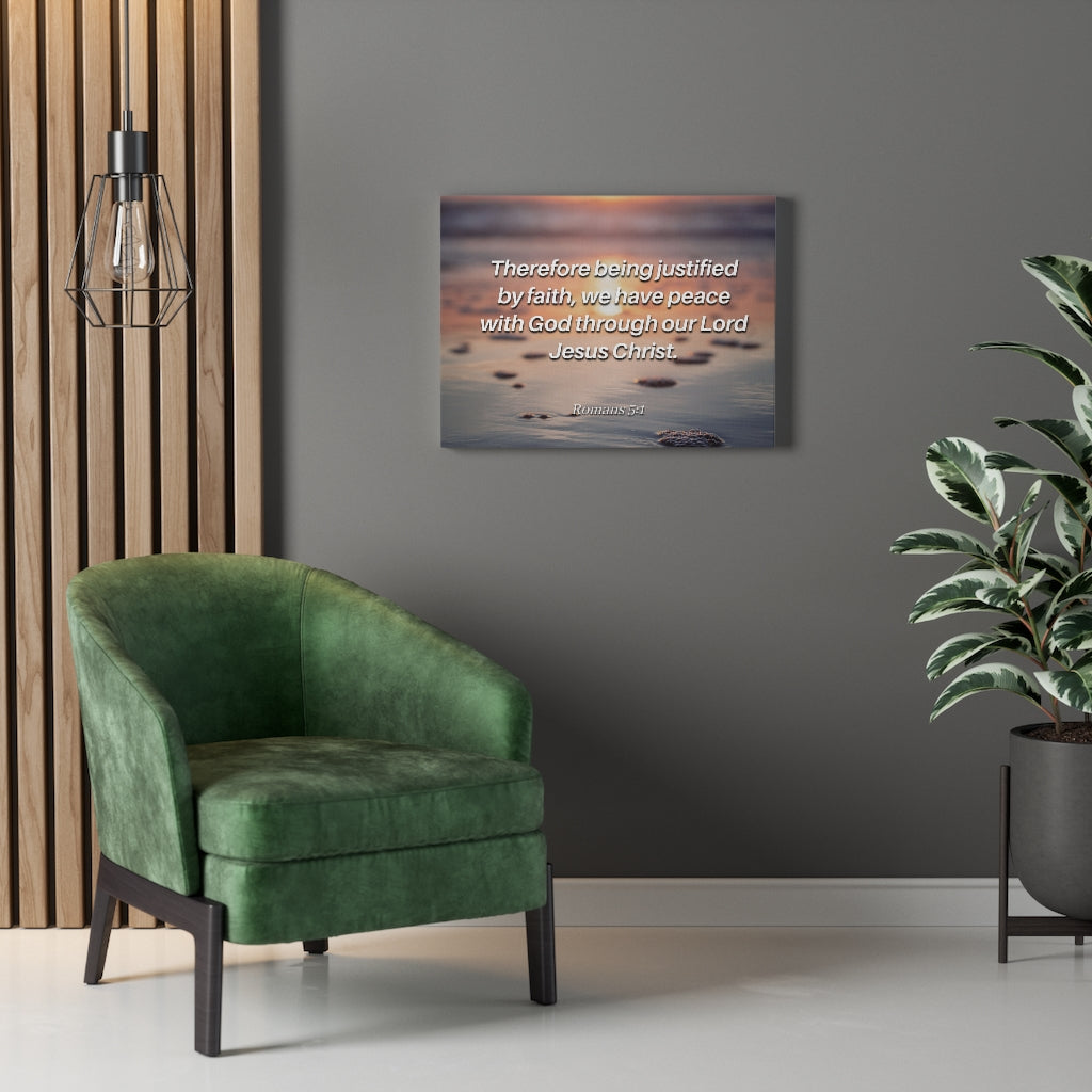Scripture Walls Justified By Faith Romans 5:1 Bible Verse Canvas Christian Wall Art Ready to Hang Unframed-Express Your Love Gifts