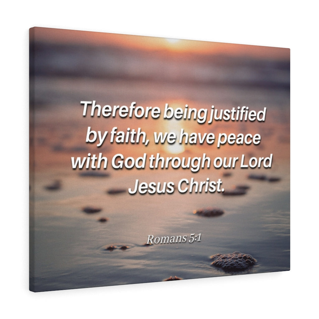 Scripture Walls Justified By Faith Romans 5:1 Bible Verse Canvas Christian Wall Art Ready to Hang Unframed-Express Your Love Gifts