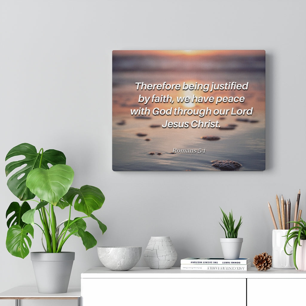 Scripture Walls Justified By Faith Romans 5:1 Bible Verse Canvas Christian Wall Art Ready to Hang Unframed-Express Your Love Gifts