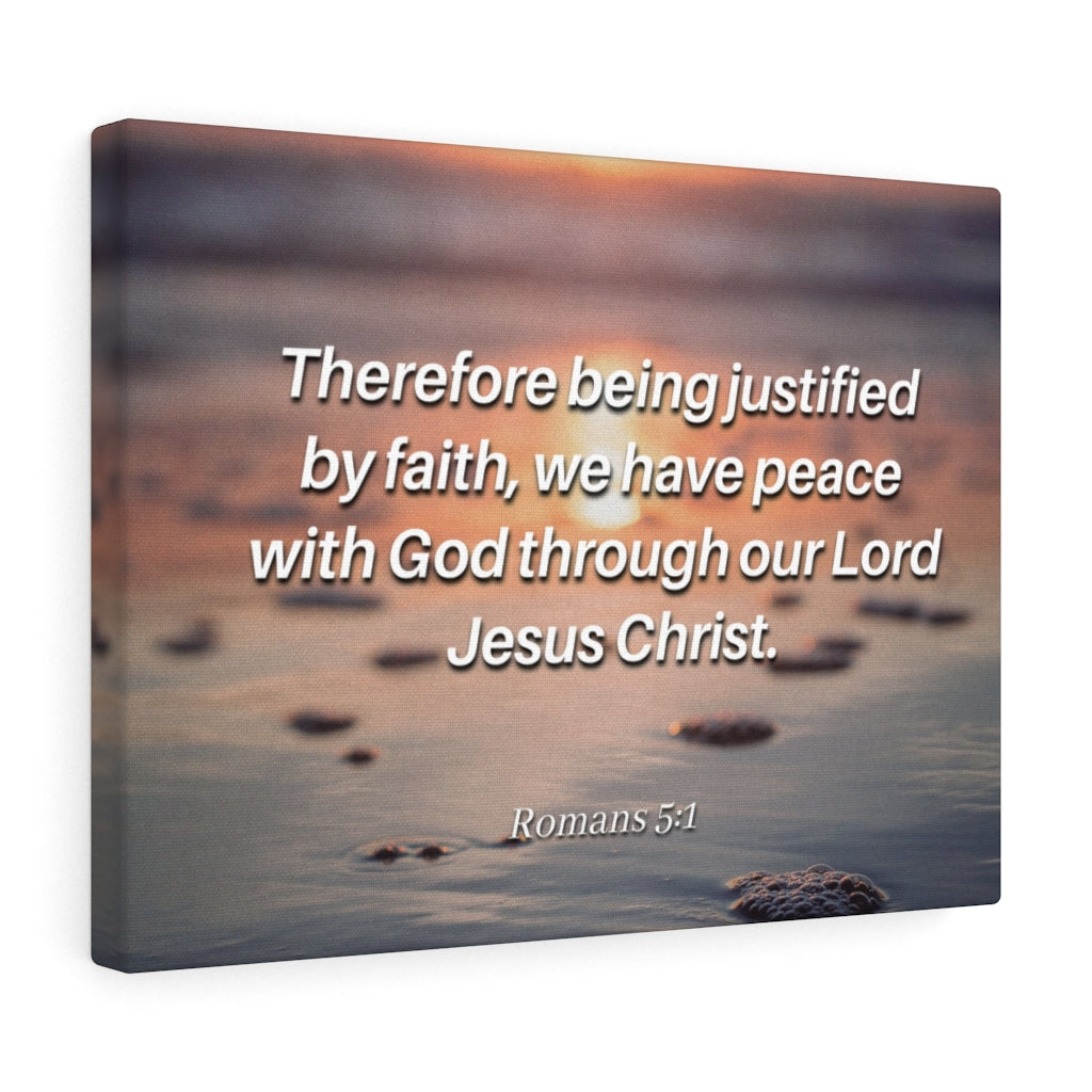 Scripture Walls Justified By Faith Romans 5:1 Bible Verse Canvas Christian Wall Art Ready to Hang Unframed-Express Your Love Gifts