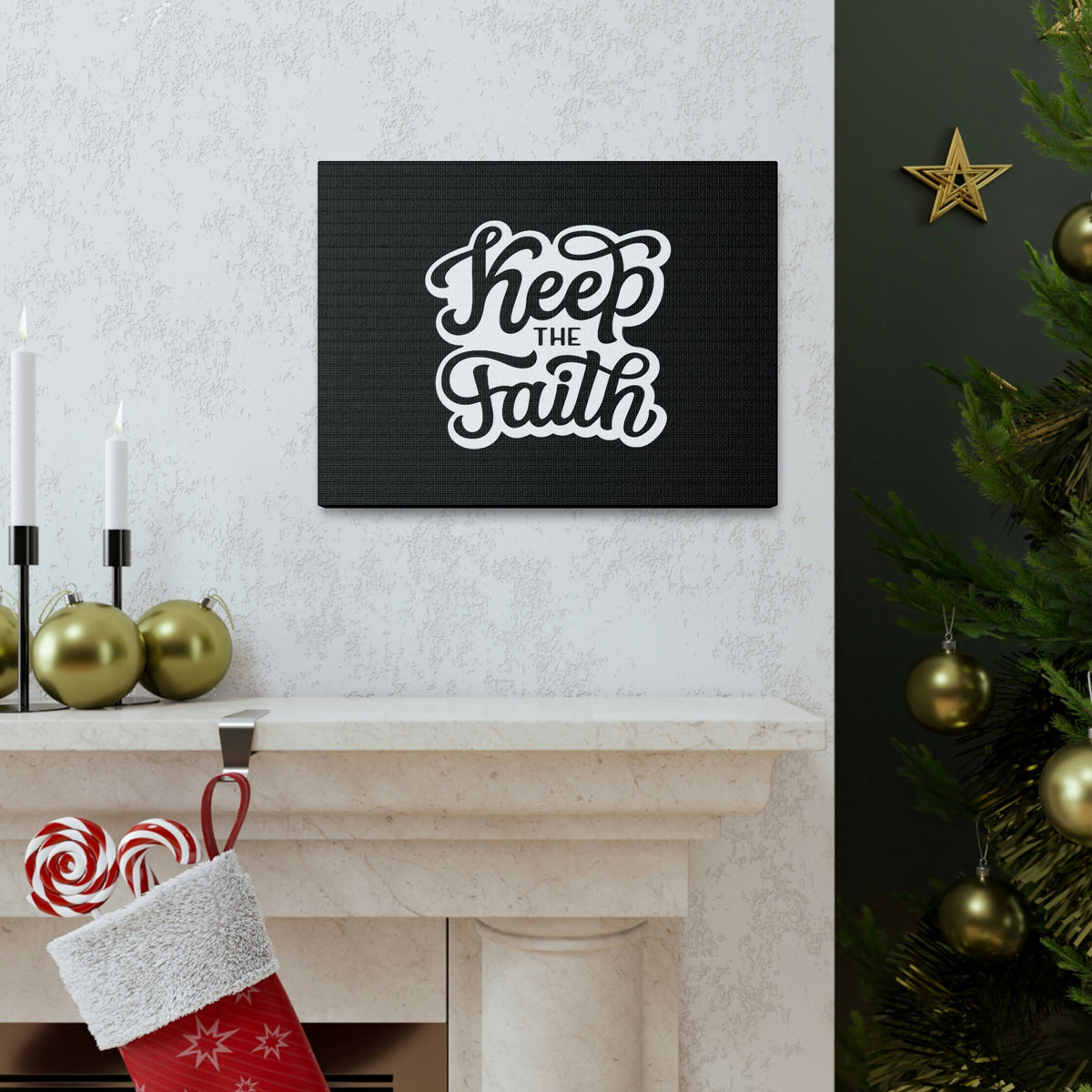 Scripture Walls Keep The Faith Jude 1:20 White Outlined Christian Wall Art Bible Verse Print Ready to Hang Unframed-Express Your Love Gifts