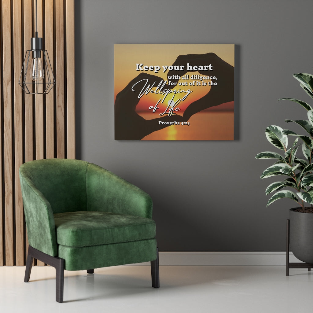 Scripture Walls Keep Your Heart Proverbs 4:23 Bible Verse Canvas Christian Wall Art Ready to Hang Unframed-Express Your Love Gifts