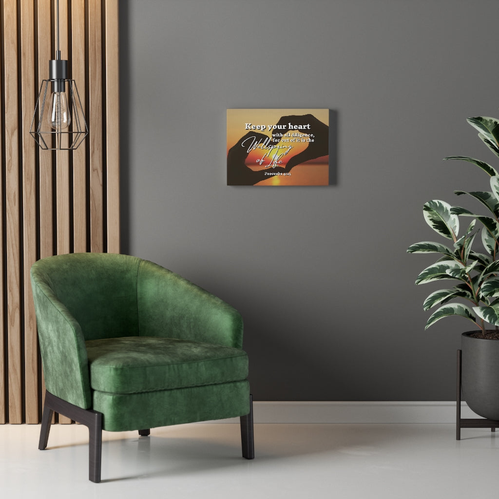 Scripture Walls Keep Your Heart Proverbs 4:23 Bible Verse Canvas Christian Wall Art Ready to Hang Unframed-Express Your Love Gifts