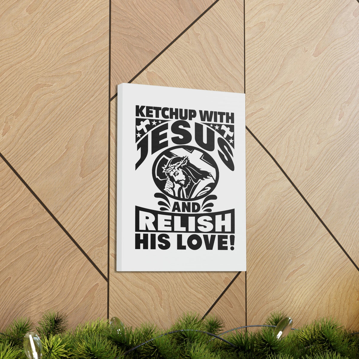 Scripture Walls Ketchup With Jesus And Relish His Love Romans 5:8 Christian Wall Art Bible Verse Print Ready to Hang Unframed-Express Your Love Gifts
