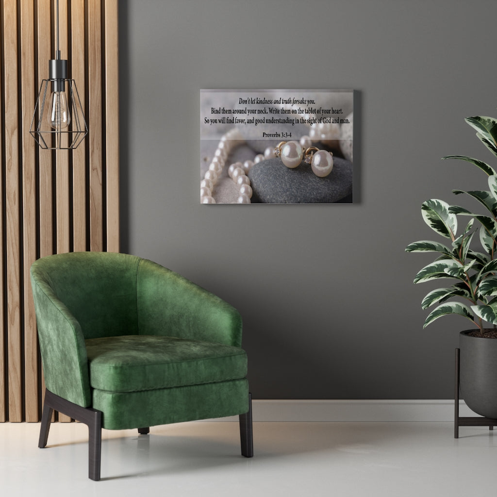 Scripture Walls Kindness and Truth Proverbs 3:3-4 Bible Verse Canvas Christian Wall Art Ready to Hang Unframed-Express Your Love Gifts