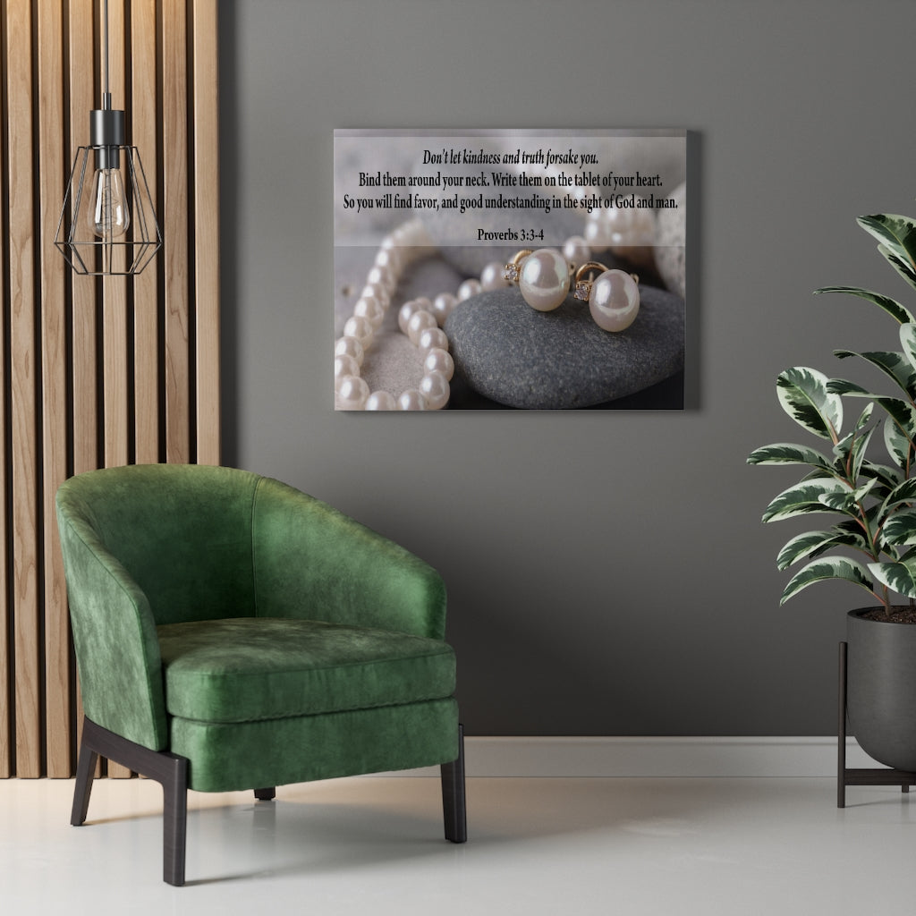 Scripture Walls Kindness and Truth Proverbs 3:3-4 Bible Verse Canvas Christian Wall Art Ready to Hang Unframed-Express Your Love Gifts