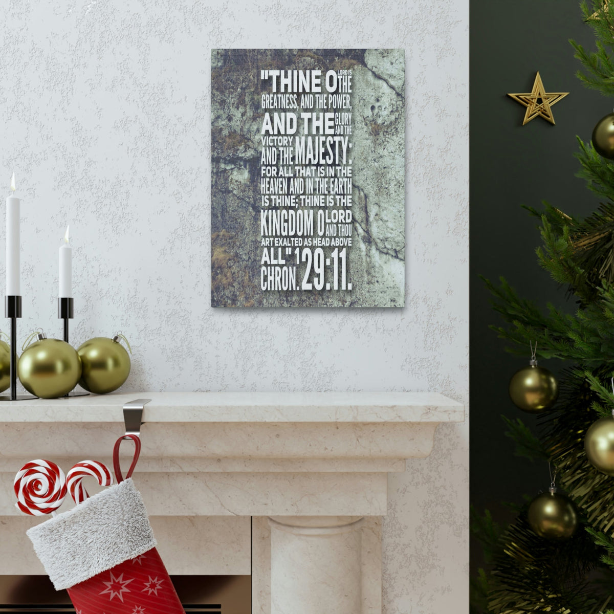 Scripture Walls Kingdom O Lord 1 Chronicles 29:11 Bible Verse Canvas Christian Wall Art Bible Verse Print Ready To Hang Unframed-Express Your Love Gifts