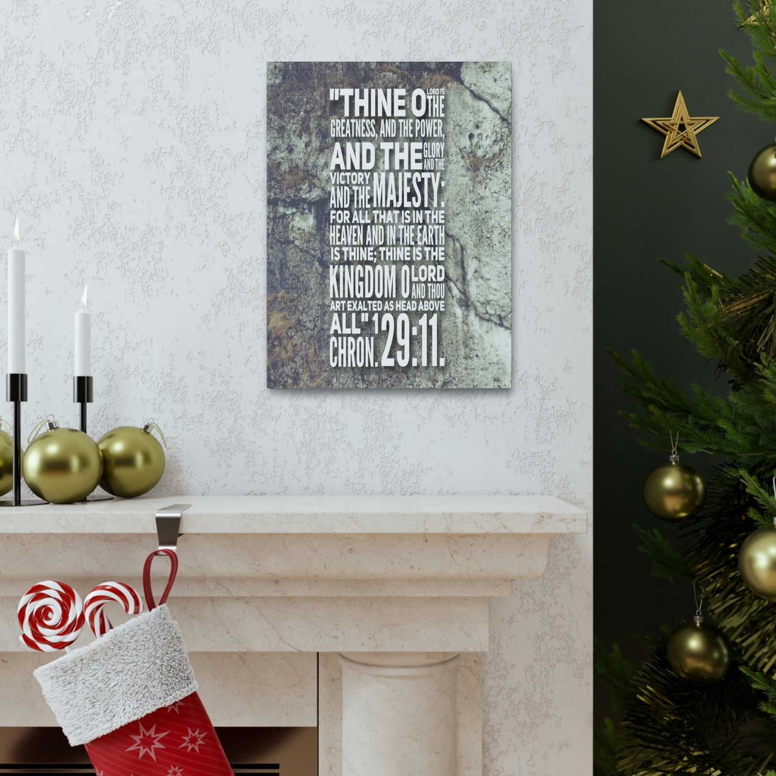 Scripture Walls Kingdom O Lord 1 Chronicles 29:11 Bible Verse Canvas Christian Wall Art Bible Verse Print Ready To Hang Unframed-Express Your Love Gifts