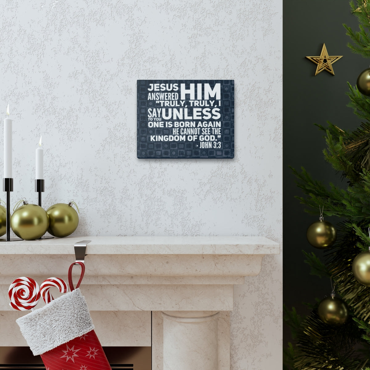 Scripture Walls Kingdom Of God John 3:3 Bible Verse Canvas Christian Wall Art Bible Verse Print Ready To Hang Unframed-Express Your Love Gifts