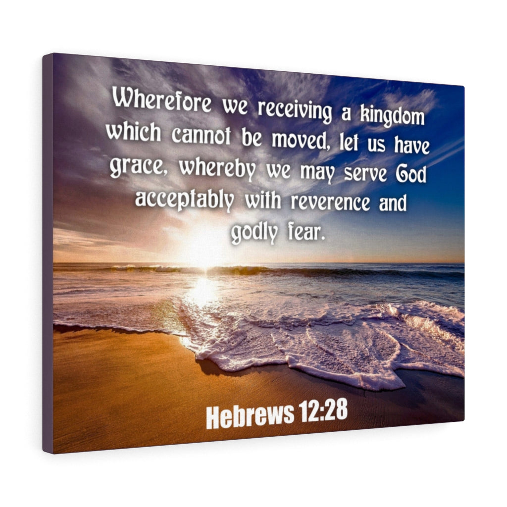 Scripture Walls Kingdom Sea Hebrews 12:28 KJV Bible Verse Canvas Christian Wall Art Ready to Hang Unframed-Express Your Love Gifts