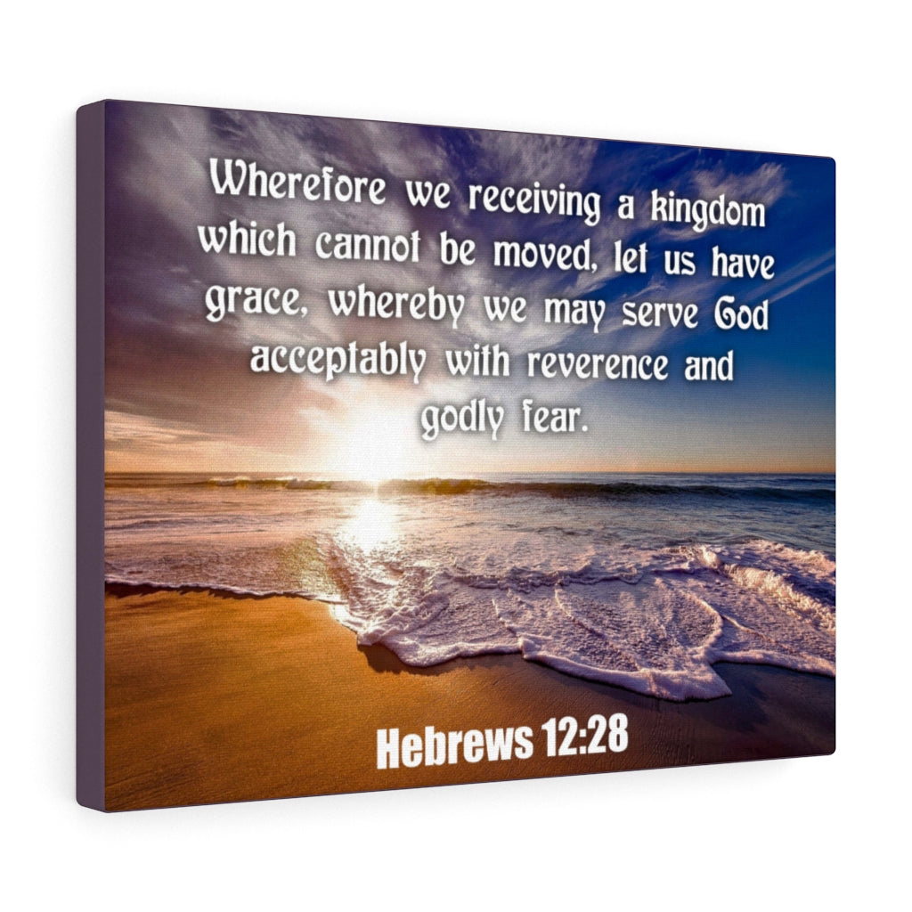 Scripture Walls Kingdom Sea Hebrews 12:28 KJV Bible Verse Canvas Christian Wall Art Ready to Hang Unframed-Express Your Love Gifts