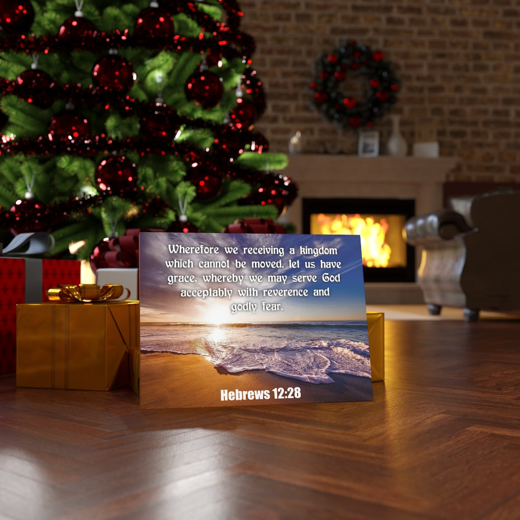 Scripture Walls Kingdom Sea Hebrews 12:28 KJV Bible Verse Canvas Christian Wall Art Ready to Hang Unframed-Express Your Love Gifts