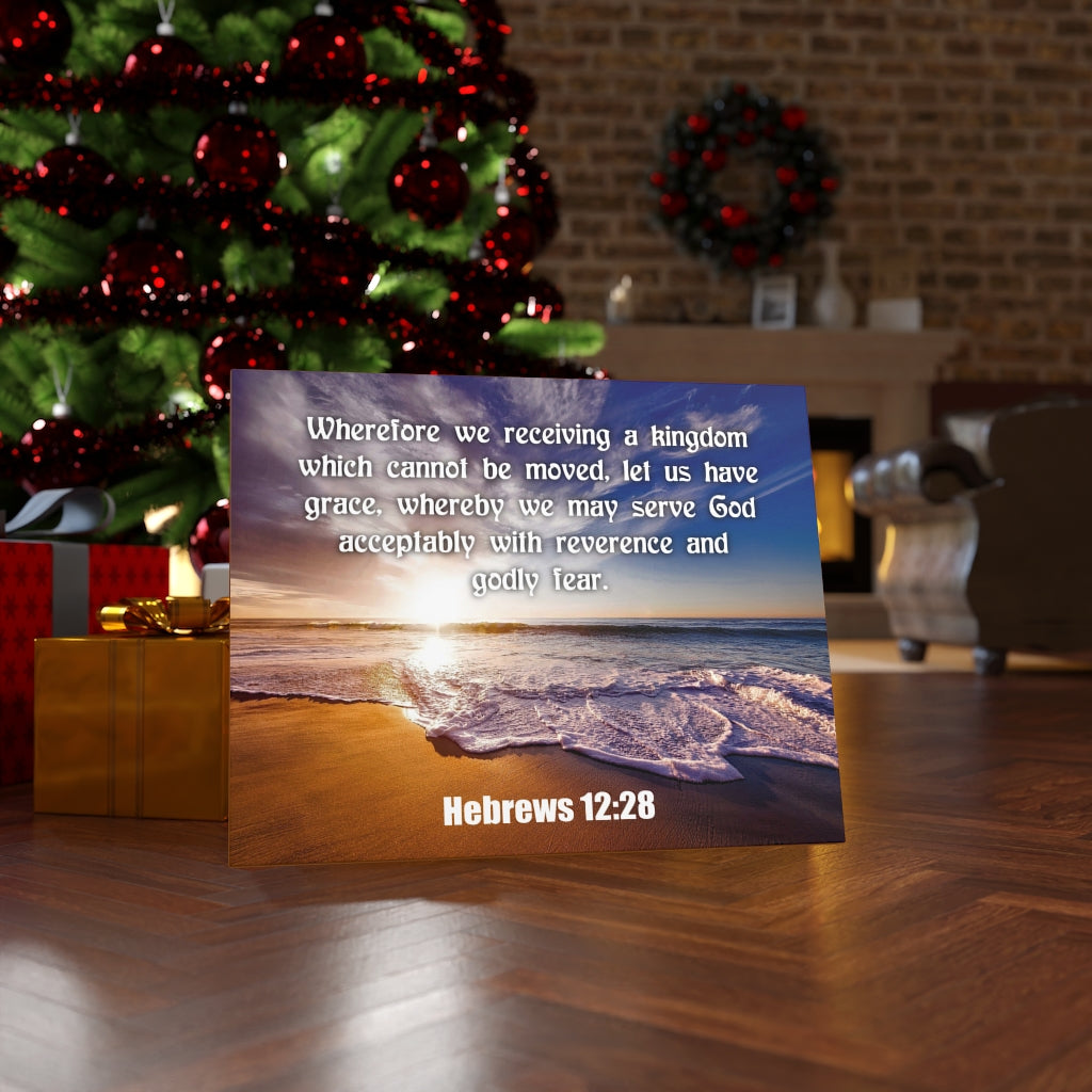 Scripture Walls Kingdom Sea Hebrews 12:28 KJV Bible Verse Canvas Christian Wall Art Ready to Hang Unframed-Express Your Love Gifts