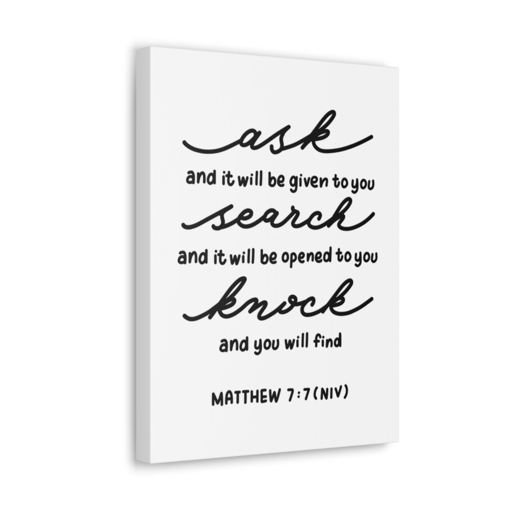Scripture Walls Knock And You Will Find Matthew 7:7 Bible Verse Canvas Christian Wall Art Ready To Hang Unframed-Express Your Love Gifts
