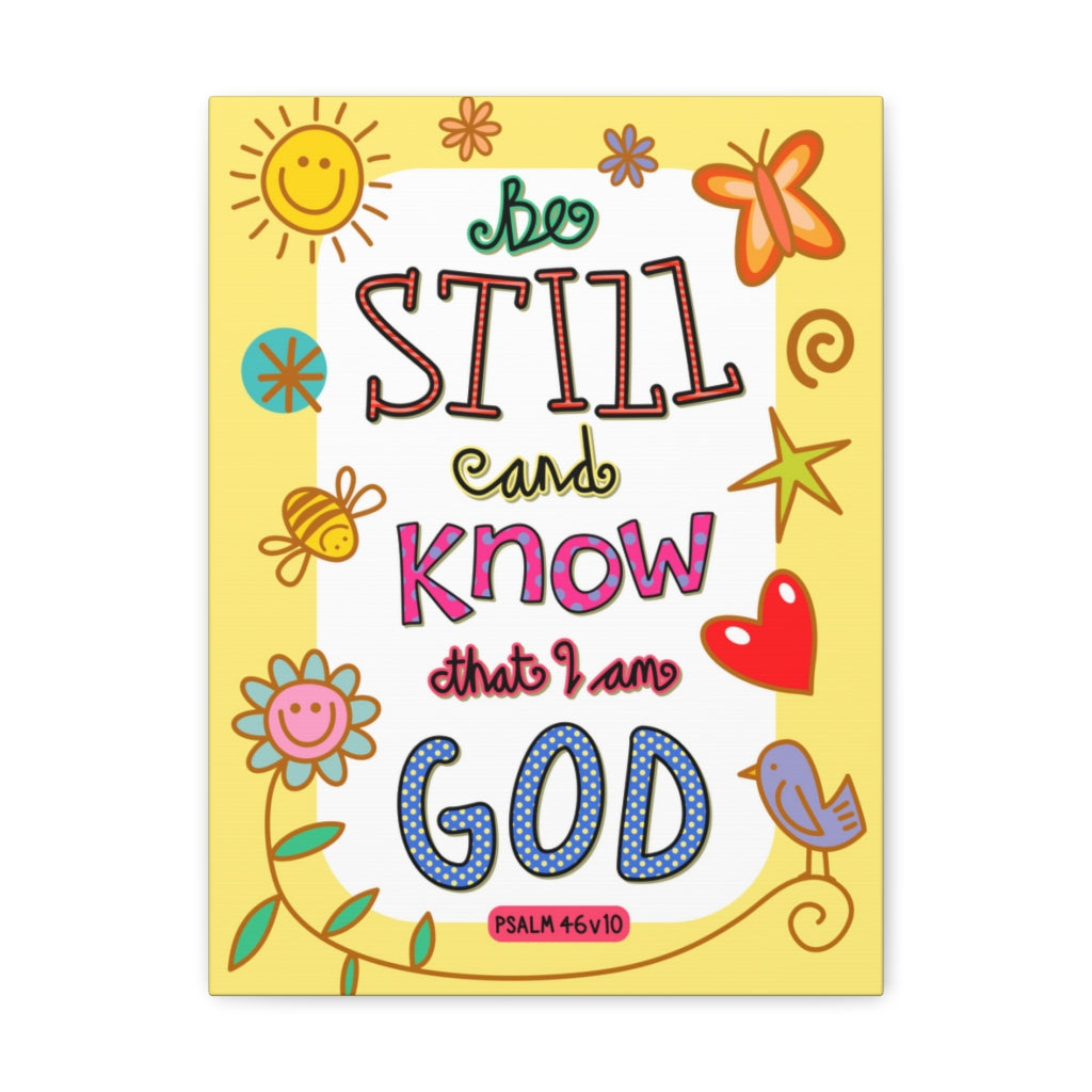 Scripture Walls Know That I Am God Colorful Psalm 46:10 Bible Verse Canvas Christian Wall Art Ready to Hang Unframed-Express Your Love Gifts