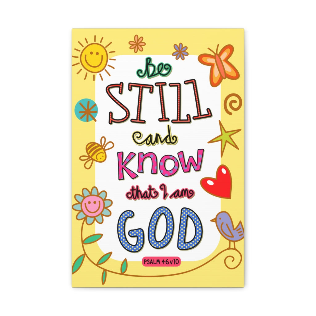 Scripture Walls Know That I Am God Colorful Psalm 46:10 Bible Verse Canvas Christian Wall Art Ready to Hang Unframed-Express Your Love Gifts