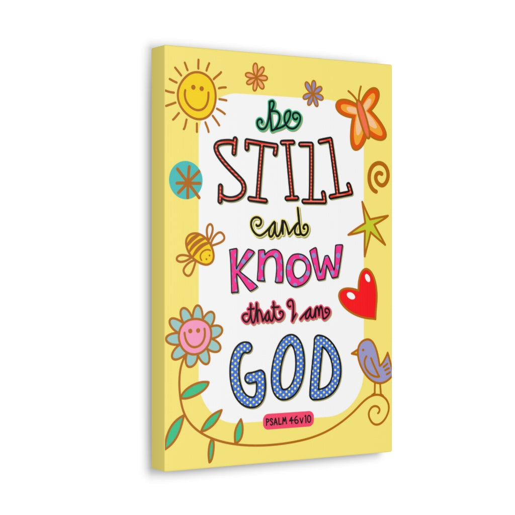 Scripture Walls Know That I Am God Colorful Psalm 46:10 Bible Verse Canvas Christian Wall Art Ready to Hang Unframed-Express Your Love Gifts