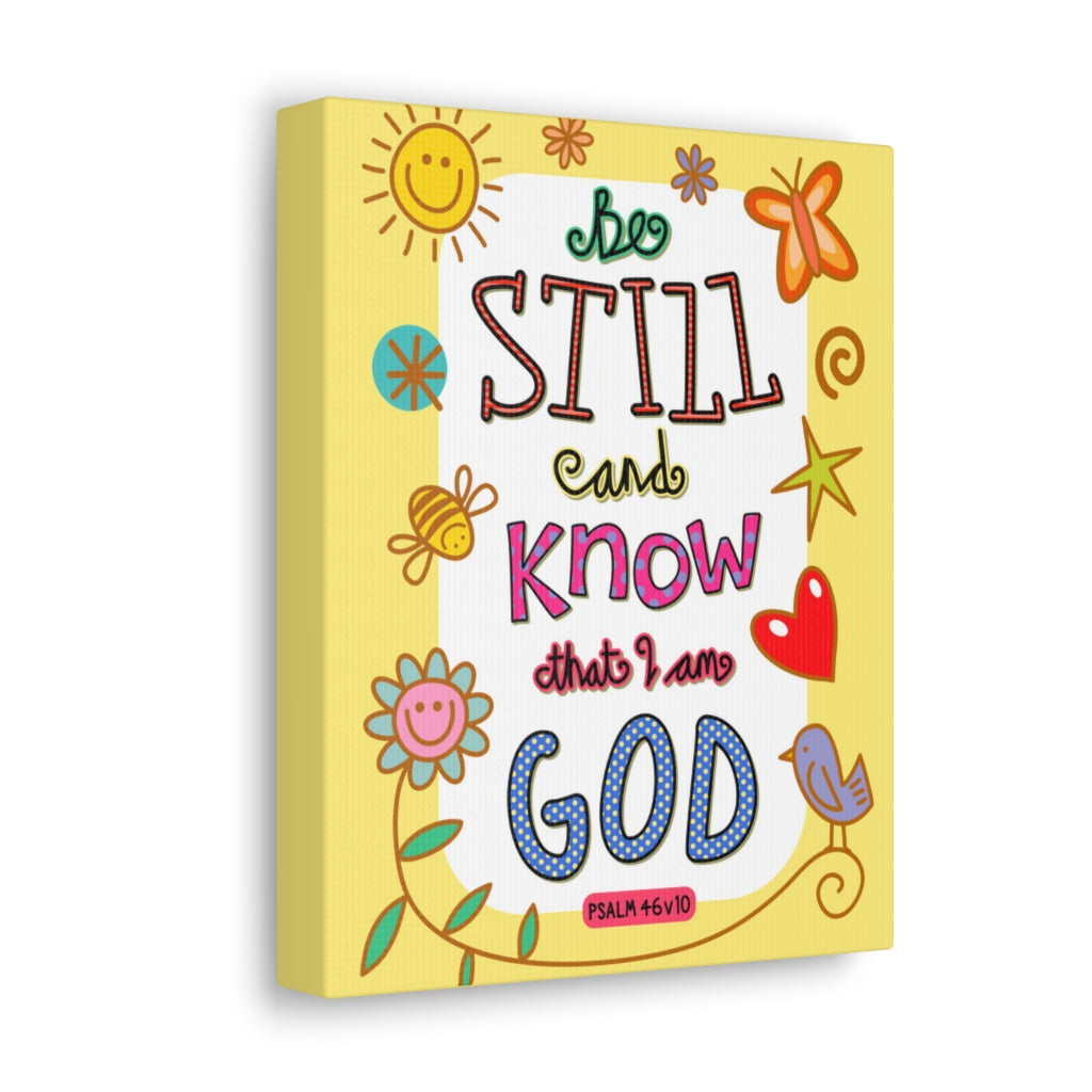 Scripture Walls Know That I Am God Colorful Psalm 46:10 Bible Verse Canvas Christian Wall Art Ready to Hang Unframed-Express Your Love Gifts