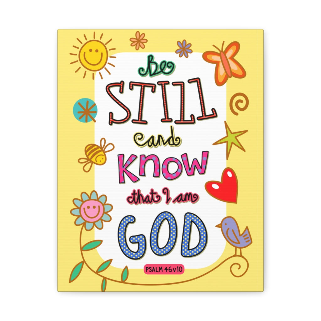 Scripture Walls Know That I Am God Colorful Psalm 46:10 Bible Verse Canvas Christian Wall Art Ready to Hang Unframed-Express Your Love Gifts