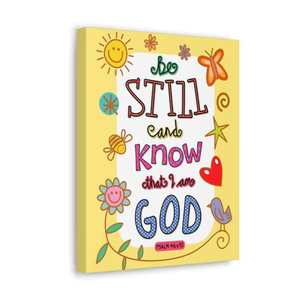 Scripture Walls Know That I Am God Colorful Psalm 46:10 Bible Verse Canvas Christian Wall Art Ready to Hang Unframed-Express Your Love Gifts