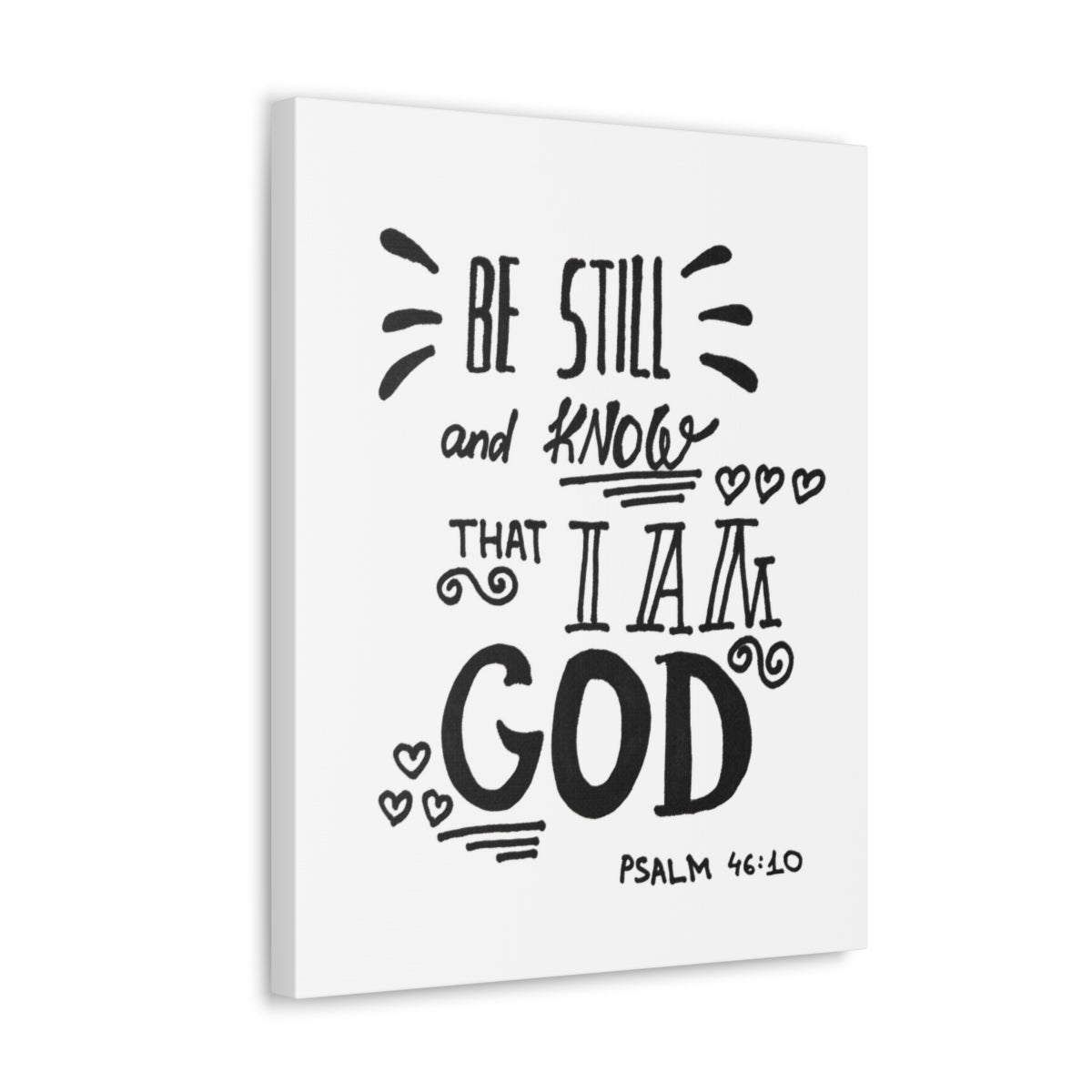Scripture Walls Know That I Am God Psalm 46:10 White Bible Verse Canvas Christian Wall Art Ready to Hang Unframed-Express Your Love Gifts