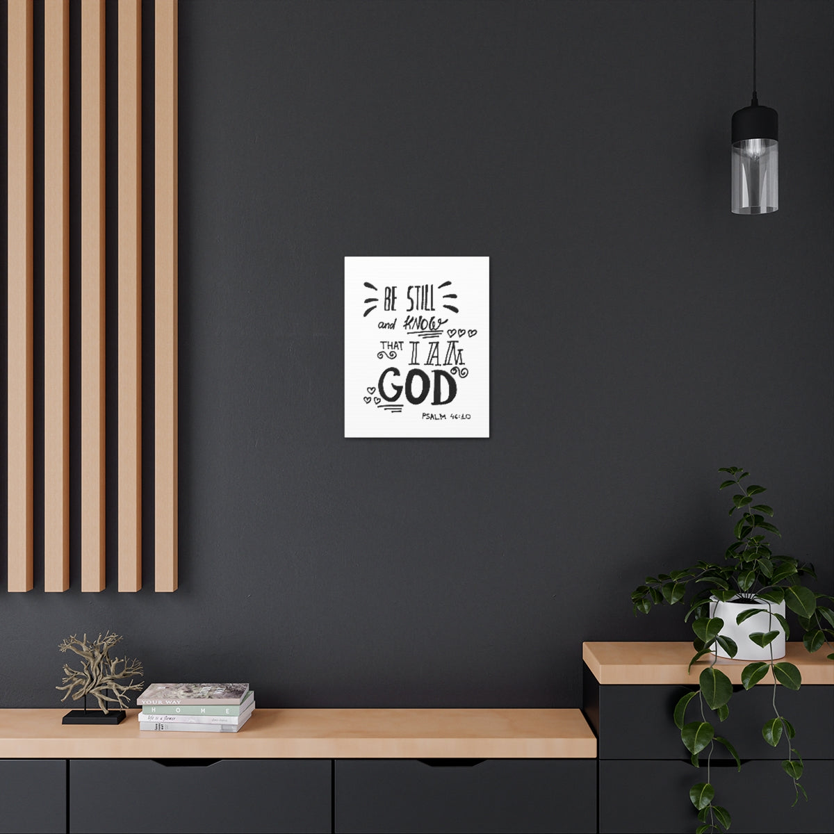 Scripture Walls Know That I Am God Psalm 46:10 White Bible Verse Canvas Christian Wall Art Ready to Hang Unframed-Express Your Love Gifts