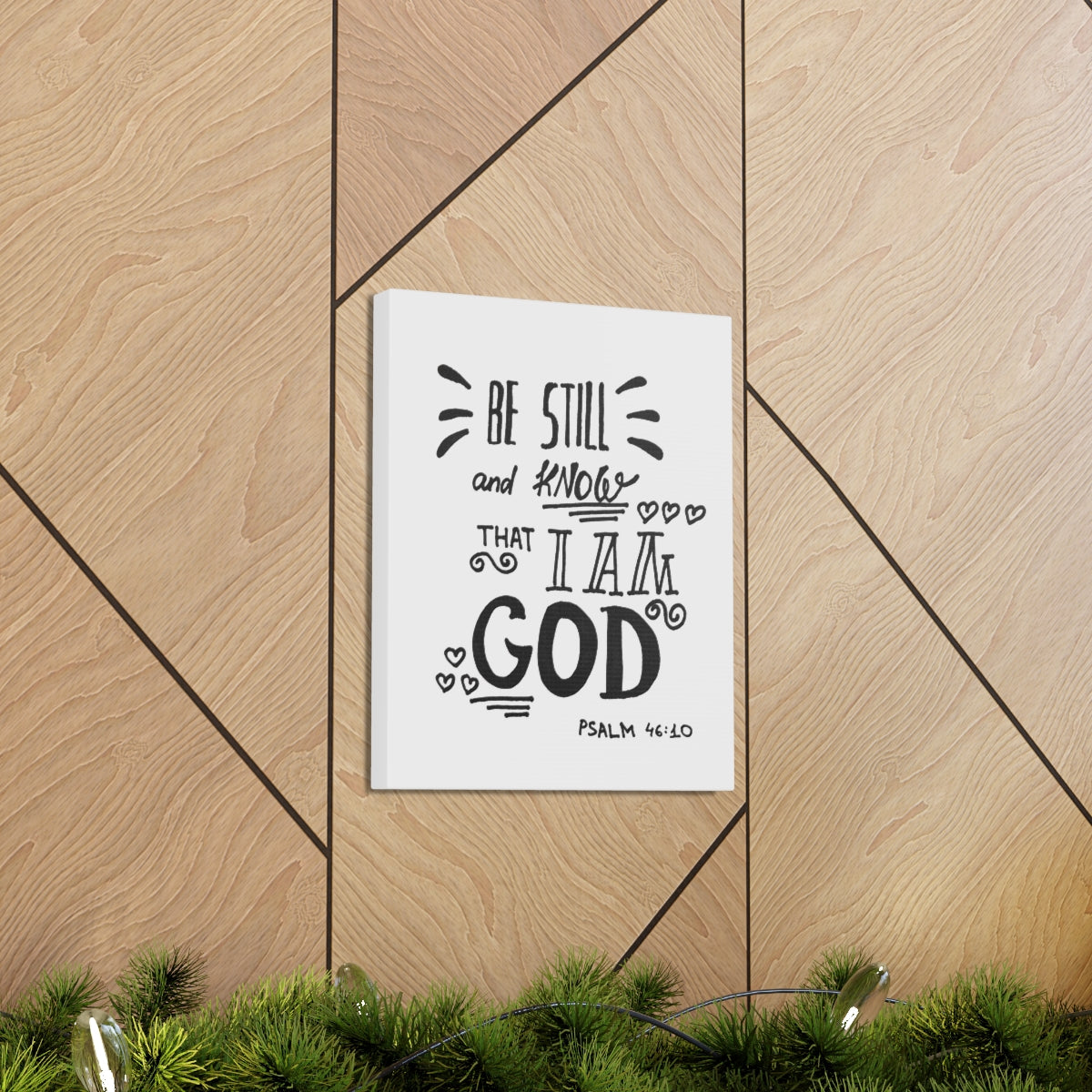Scripture Walls Know That I Am God Psalm 46:10 White Bible Verse Canvas Christian Wall Art Ready to Hang Unframed-Express Your Love Gifts