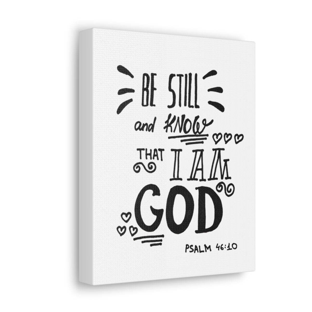 Scripture Walls Know That I Am God Psalm 46:10 White Bible Verse Canvas Christian Wall Art Ready to Hang Unframed-Express Your Love Gifts