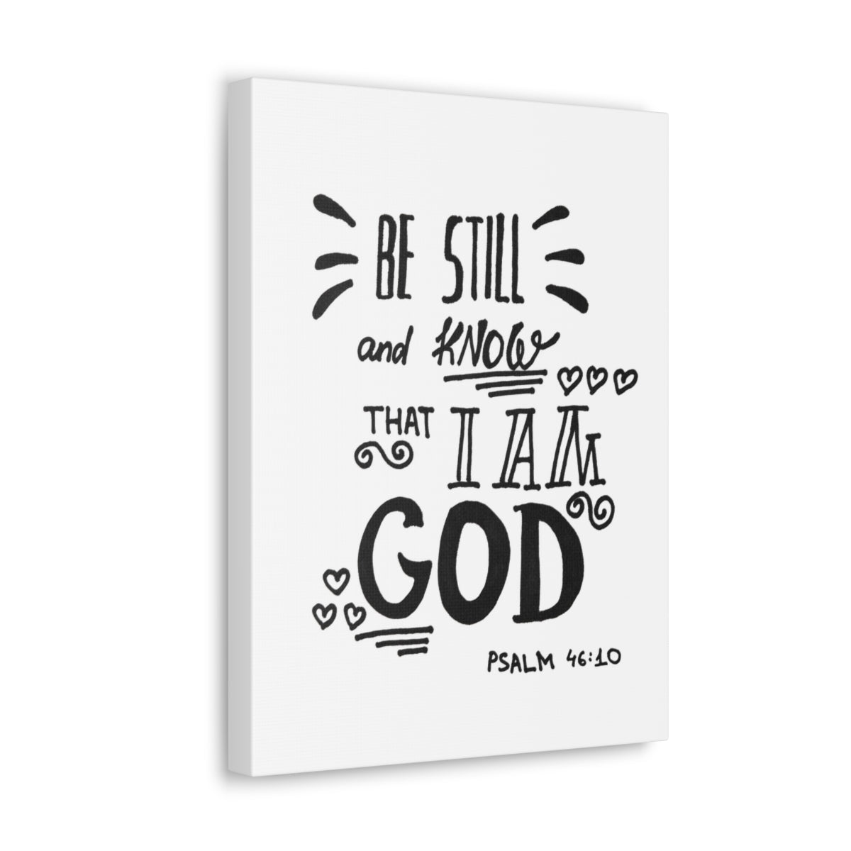 Scripture Walls Know That I Am God Psalm 46:10 White Bible Verse Canvas Christian Wall Art Ready to Hang Unframed-Express Your Love Gifts