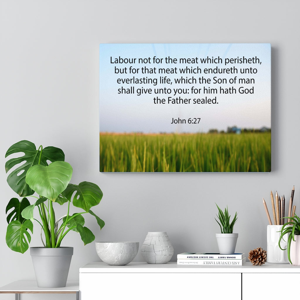 Scripture Walls Labour Not For The Meat John 6:27 Bible Verse Canvas Christian Wall Art Ready to Hang Unframed-Express Your Love Gifts