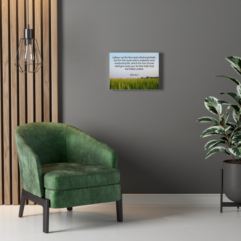 Scripture Walls Labour Not For The Meat John 6:27 Bible Verse Canvas Christian Wall Art Ready to Hang Unframed-Express Your Love Gifts
