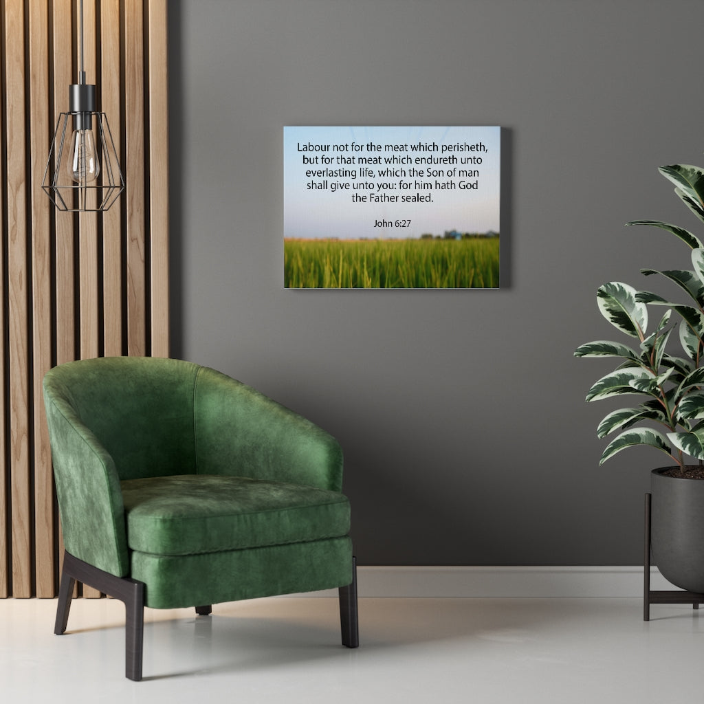 Scripture Walls Labour Not For The Meat John 6:27 Bible Verse Canvas Christian Wall Art Ready to Hang Unframed-Express Your Love Gifts