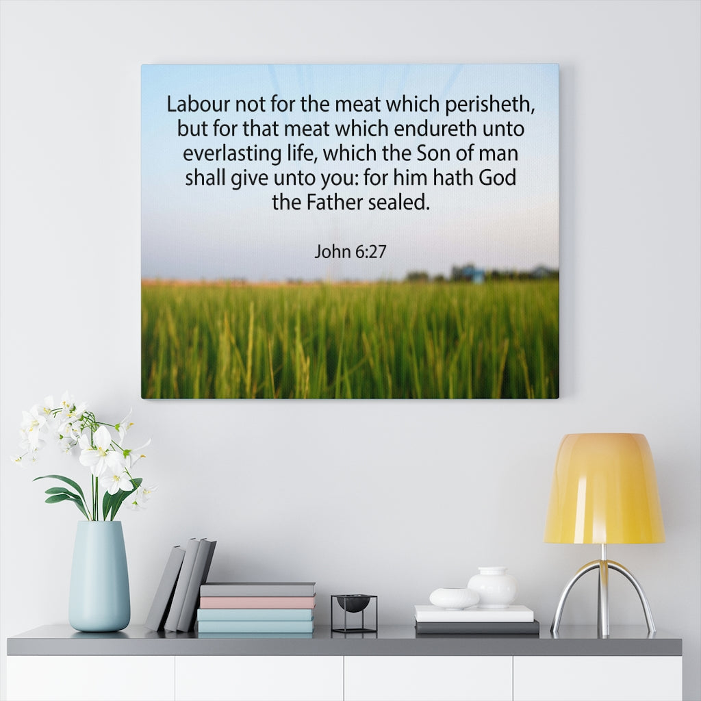 Scripture Walls Labour Not For The Meat John 6:27 Bible Verse Canvas Christian Wall Art Ready to Hang Unframed-Express Your Love Gifts