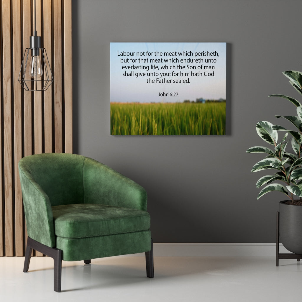 Scripture Walls Labour Not For The Meat John 6:27 Bible Verse Canvas Christian Wall Art Ready to Hang Unframed-Express Your Love Gifts