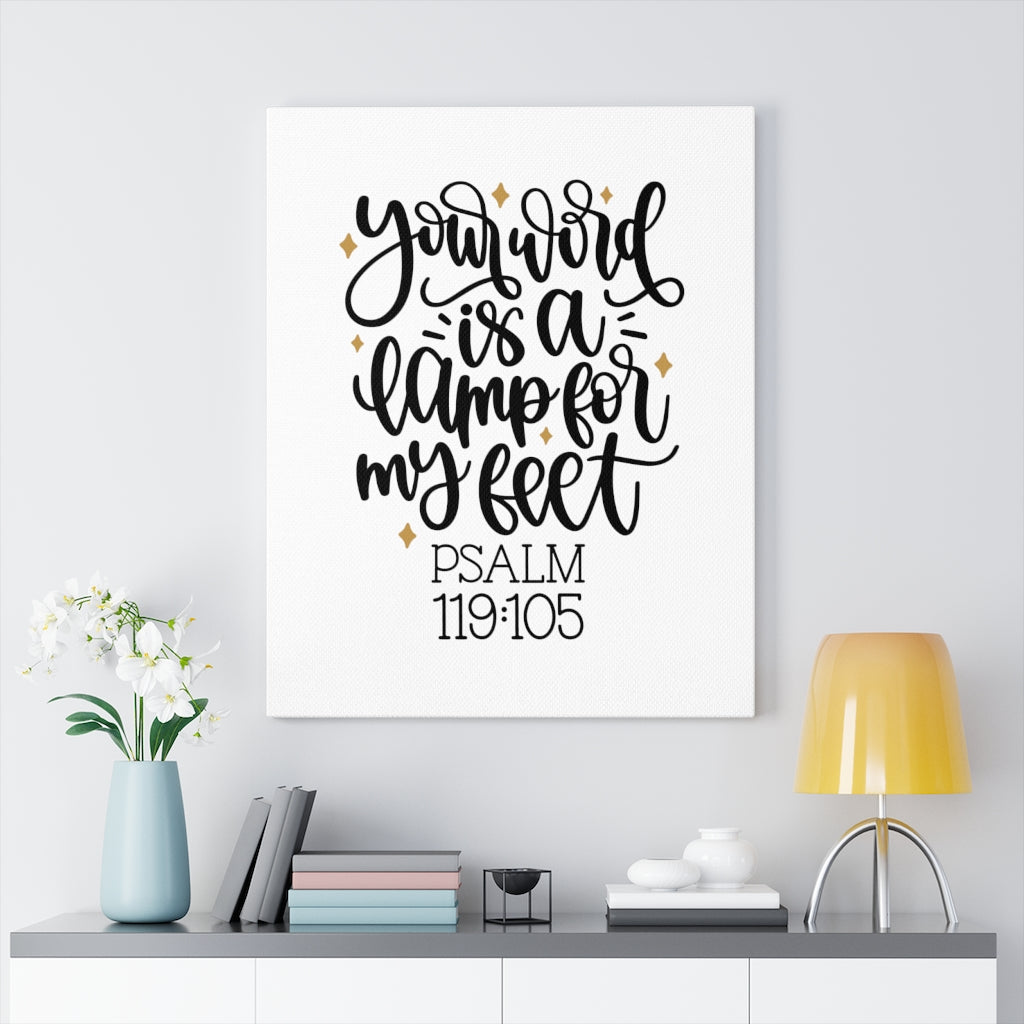 Scripture Walls Lamp For My Feet Psalm 119:105 Bible Verse Canvas Christian Wall Art Ready to Hang Unframed-Express Your Love Gifts
