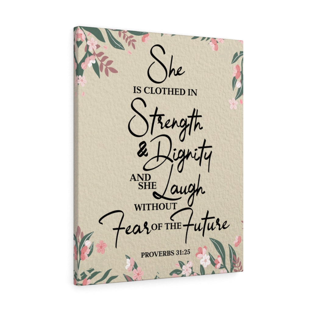 Scripture Walls Laugh Without Fear Proverbs 31:25 Bible Verse Canvas Christian Wall Art Ready to Hang Unframed-Express Your Love Gifts