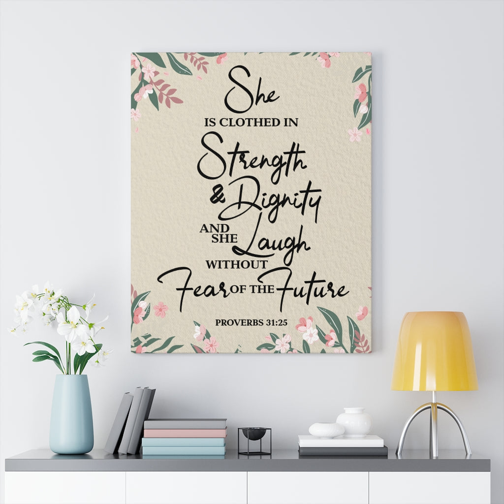 Scripture Walls Laugh Without Fear Proverbs 31:25 Bible Verse Canvas Christian Wall Art Ready to Hang Unframed-Express Your Love Gifts