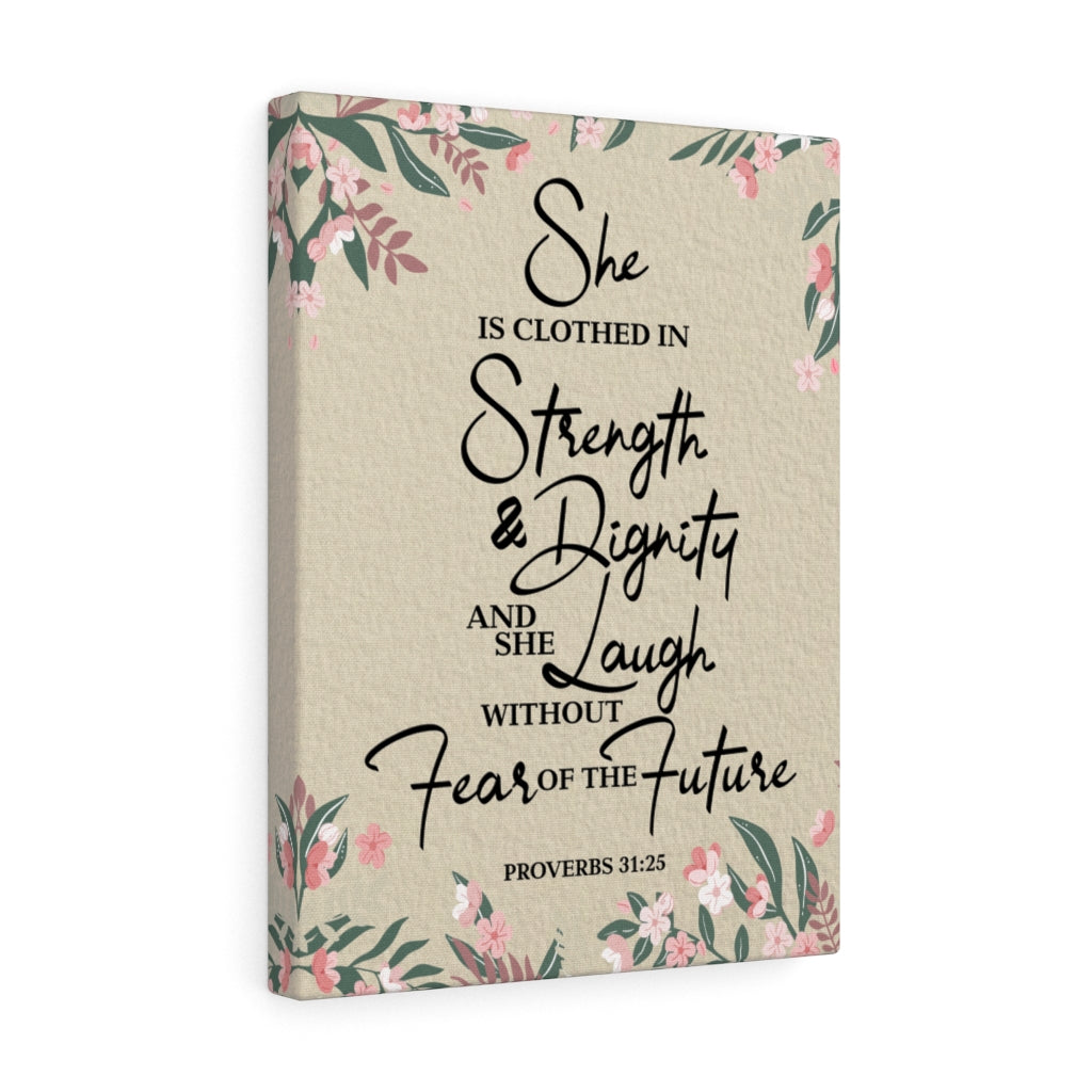 Scripture Walls Laugh Without Fear Proverbs 31:25 Bible Verse Canvas Christian Wall Art Ready to Hang Unframed-Express Your Love Gifts