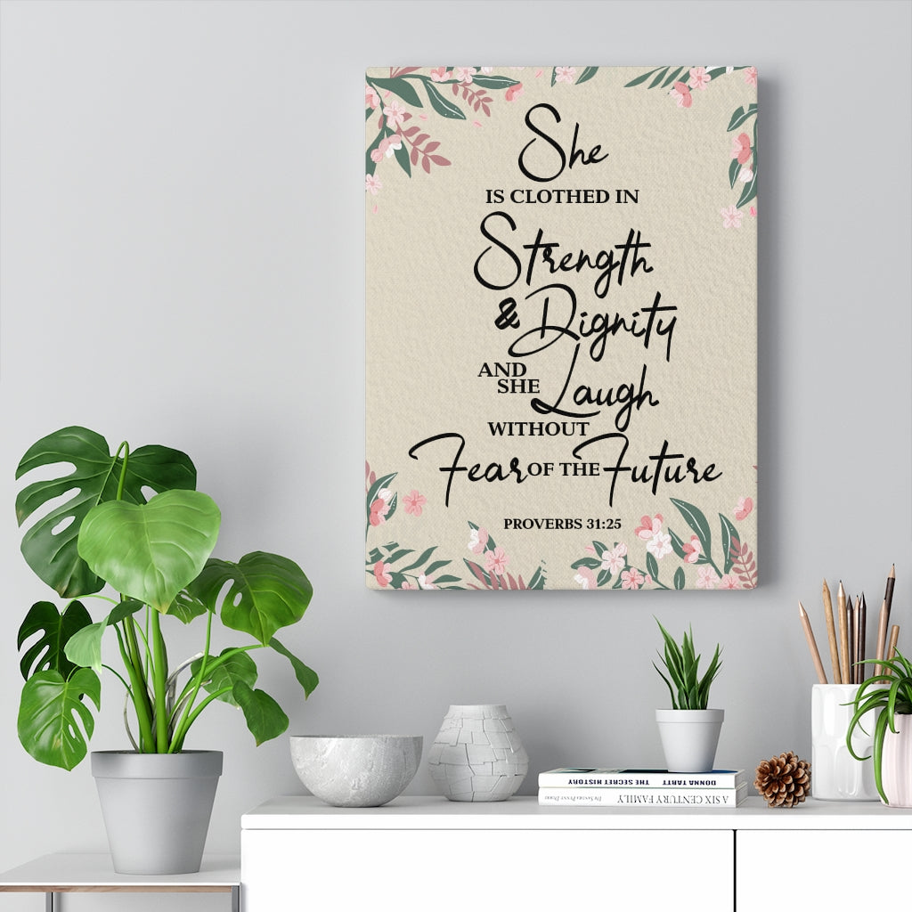 Scripture Walls Laugh Without Fear Proverbs 31:25 Bible Verse Canvas Christian Wall Art Ready to Hang Unframed-Express Your Love Gifts