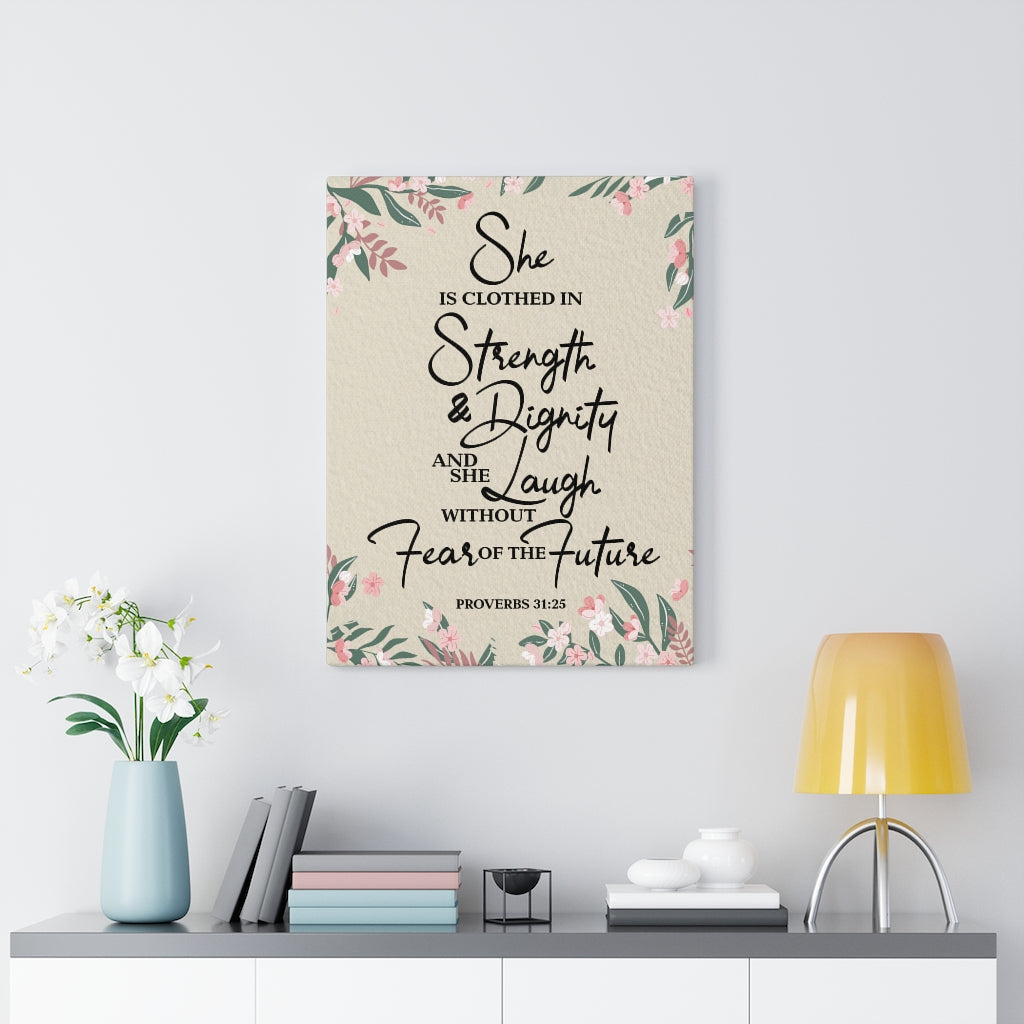 Scripture Walls Laugh Without Fear Proverbs 31:25 Bible Verse Canvas Christian Wall Art Ready to Hang Unframed-Express Your Love Gifts