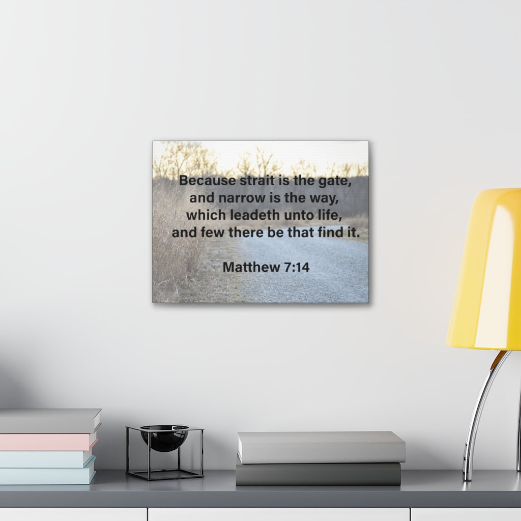 Scripture Walls Leadeth Unto Life Matthew 7:14 Bible Verse Canvas Christian Wall Art Ready to Hang Unframed-Express Your Love Gifts