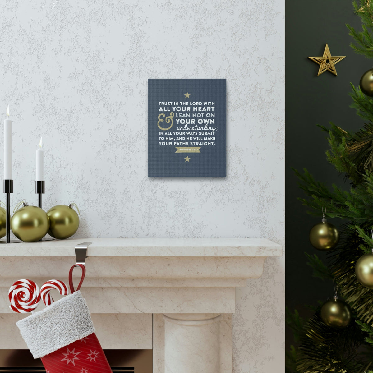 Scripture Walls Lean Not On Your Own Proverbs 3:6 Bible Verse Canvas Christian Wall Art Ready to Hang Unframed-Express Your Love Gifts