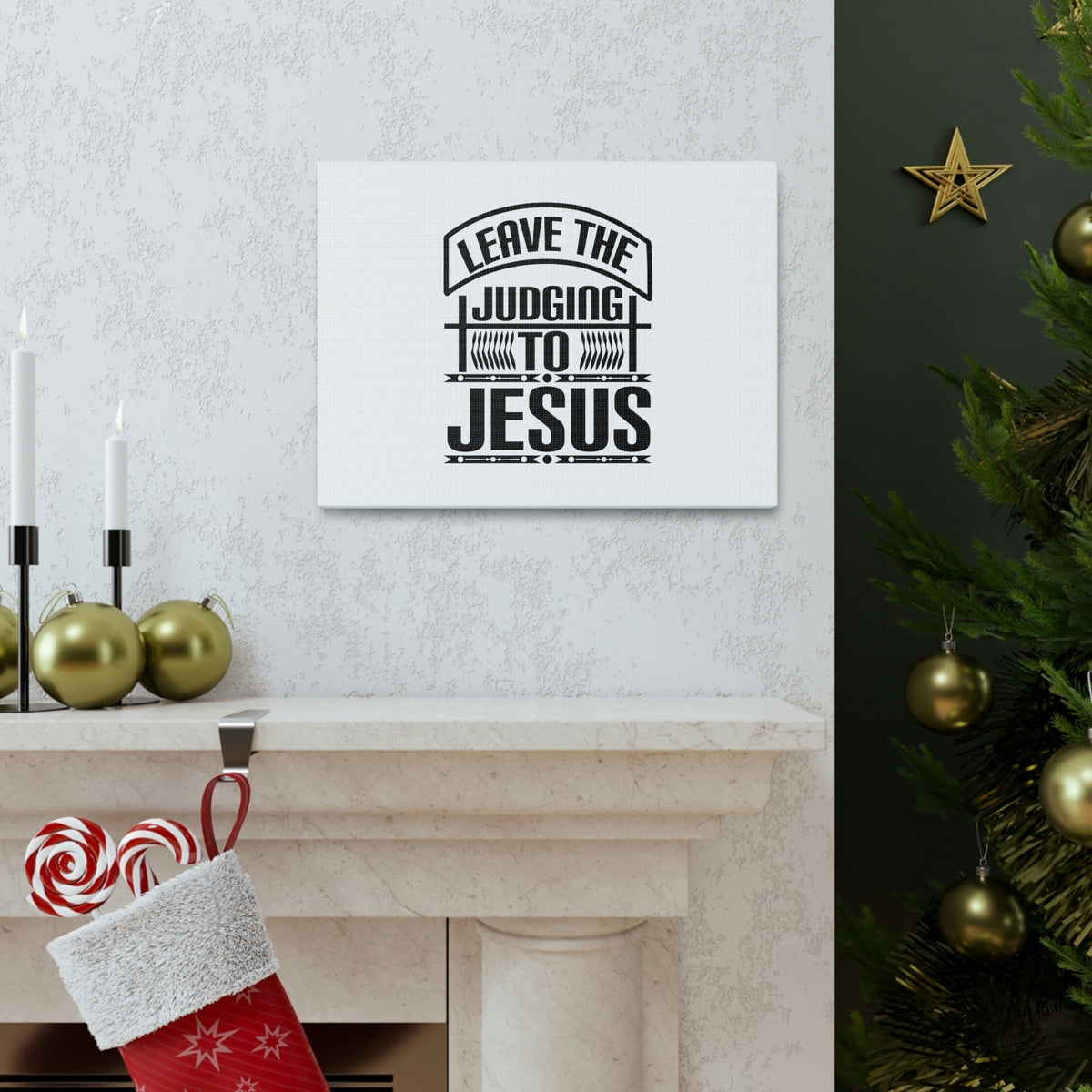 Scripture Walls Leave The Judging To Jesus John 8:7 Banner Christian Wall Art Bible Verse Print Ready to Hang Unframed-Express Your Love Gifts